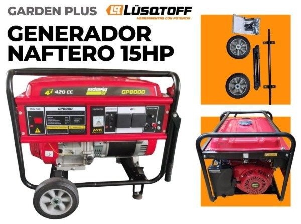 Producto - GENERADOR DE LUZ GARDENPLUS NAFTERO 15HP MONOFASICO GP8000