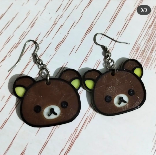 Producto - Aros Colgantes Rilakkuma Impresion 3d Aritos Mujer Hombre