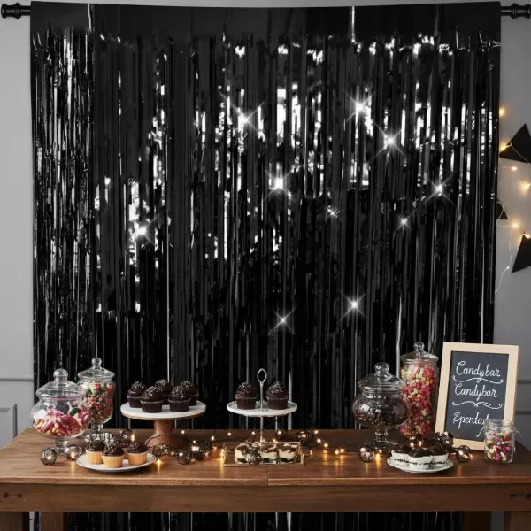 Producto - Cortina Negra LLuvia Material Metalizado