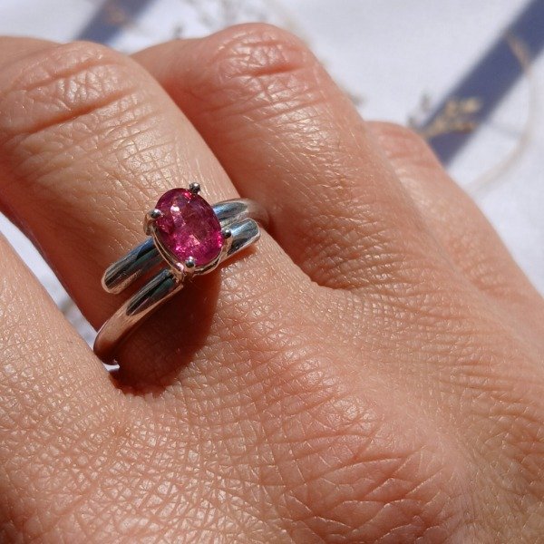 Producto - Anillo Plata 925 Turmalina Rosa ajustable - 5