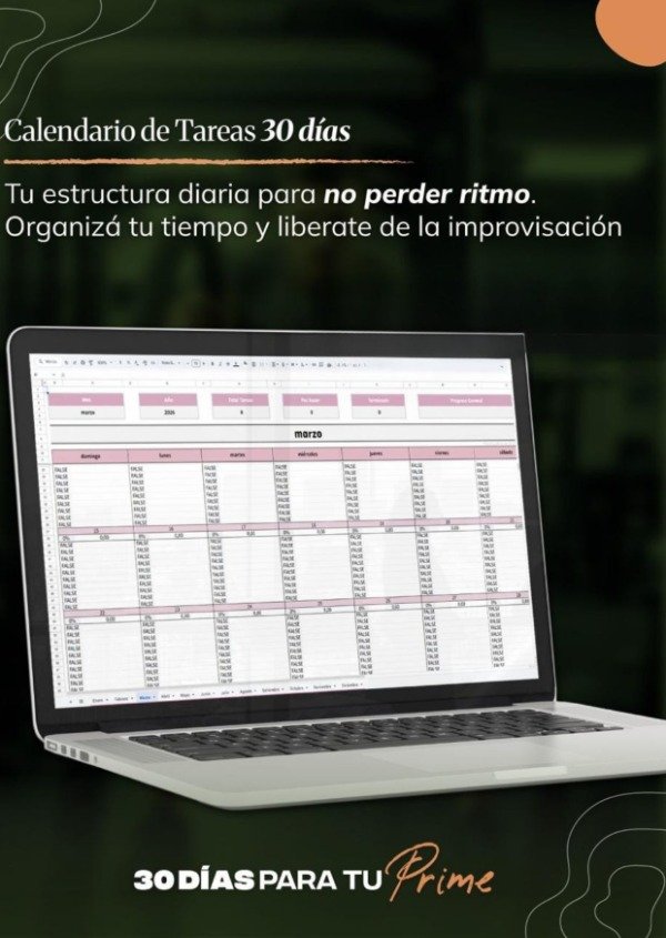 Producto - Calendario de Tareas 30 dias TU PRIME