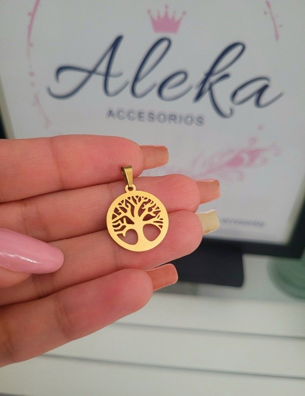 Producto - Dije árbol de la vida de acero dorado - 0