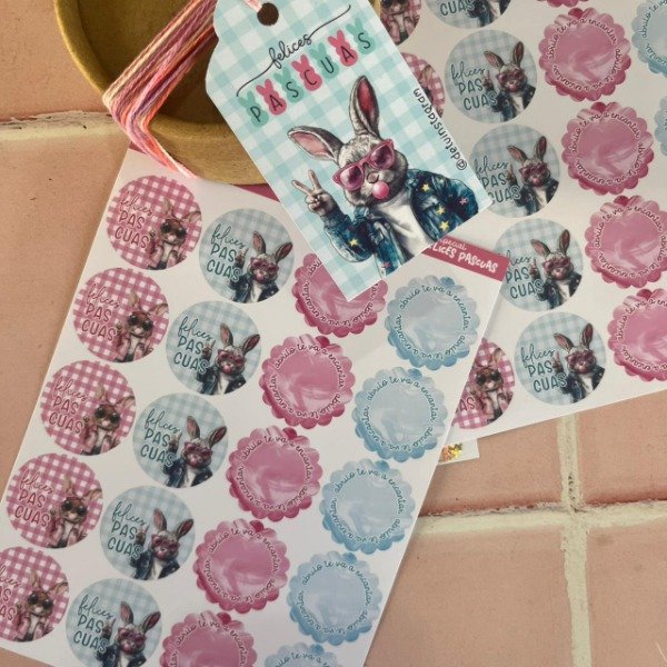 Producto - Sticker círculo conejos cool