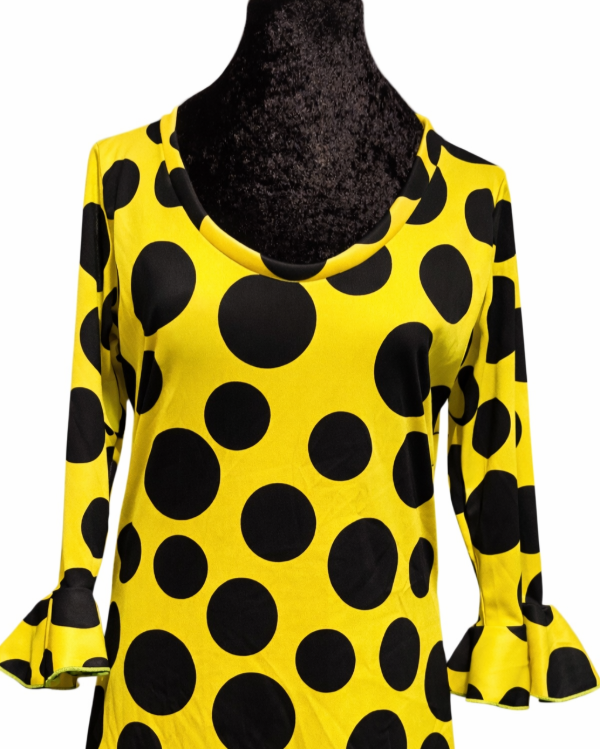 Producto - CONJUNTO FALDA Y TORSO AMARIILO LUNAR NEGRO