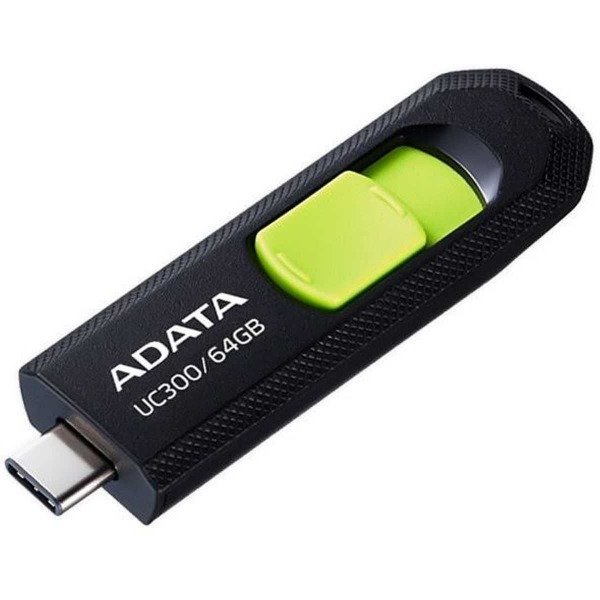 Producto - PENDRIVE 64GB ADATA UC300 USB 3.2 TIPO C NEGRO C/VERDE RETRACTIL - 1