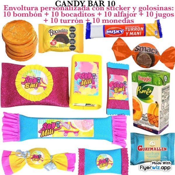 Producto - CANDY bar 10 soy luna 60 golosinas envueltas
