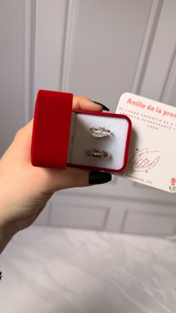 Producto - Caja de anillos de la promesa - alianza y anillo corazón con cubic - 1