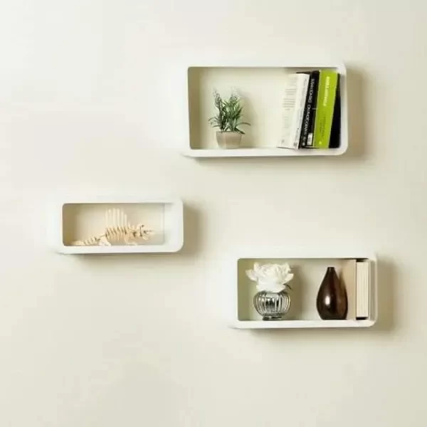 Producto - 3 Estantes Repisa Flotante Ménsulas Invisibles Rectangular Blanco