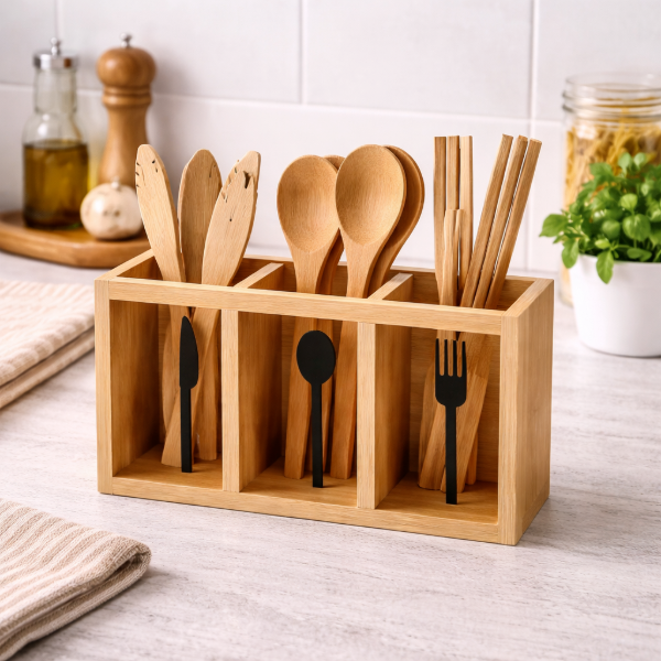 Producto - Porta cubiertos de madera