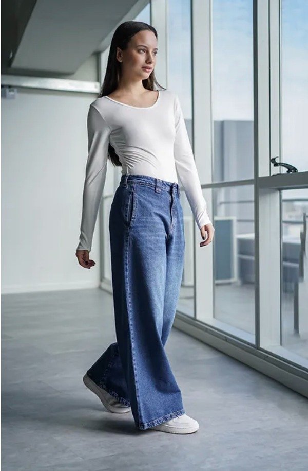 Producto - Palazo con doble presilla  sin bolsillos jeans
