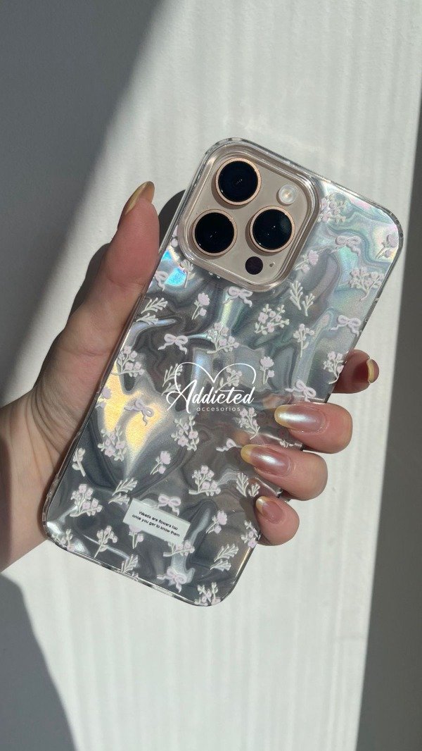 Producto - Case holográfica flores rosas