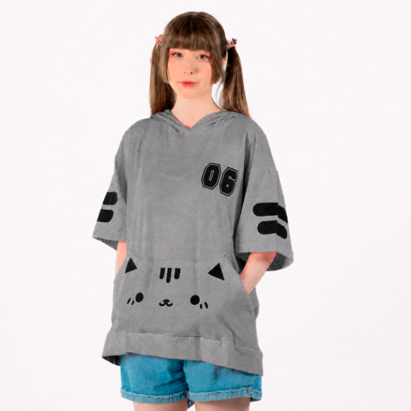 Producto - Remera Gatito Pocket Nyan gris Moda Kawaii - 0