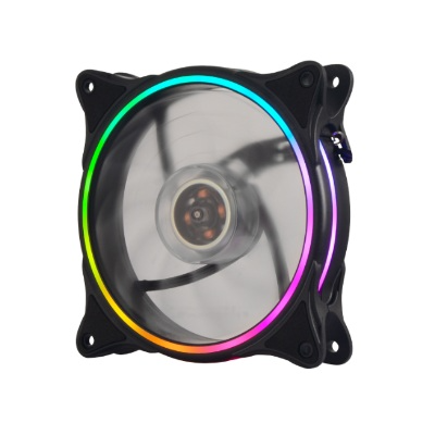 Producto - Cooler 120x120mm -4 pines molex -anillo con iluminacion led RGB -PWM+ARGB -black