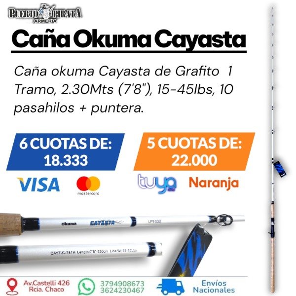 Producto - Caña okuma Cayasta 1Tramo 2.30Mts