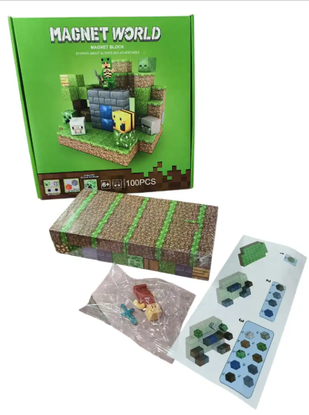 Producto - Cubos imantados x 100 piezas y 1 muñeco para armar