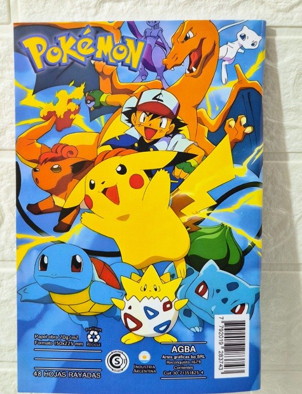 Producto - Cuaderno Pikachu A5 48 hojas rayadas