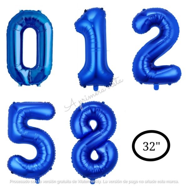 Producto - Globos numeros azules 32" (80cm aprox.) c/u