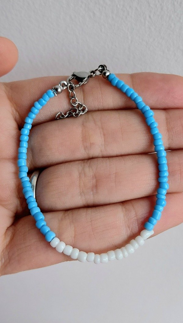 Producto - Pulsera de Acero con Mostacillas Argentina Centro Blanco
