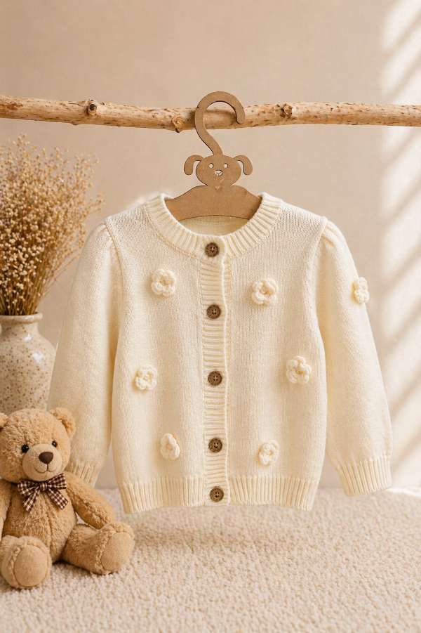 Producto - Cardigan Mini Flor Crudo