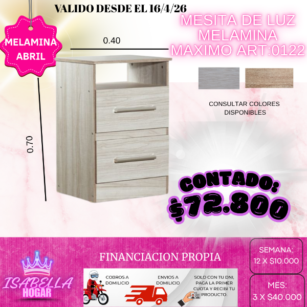 Producto - MESITA DE LUZ MAXIMO MELAMINA X1