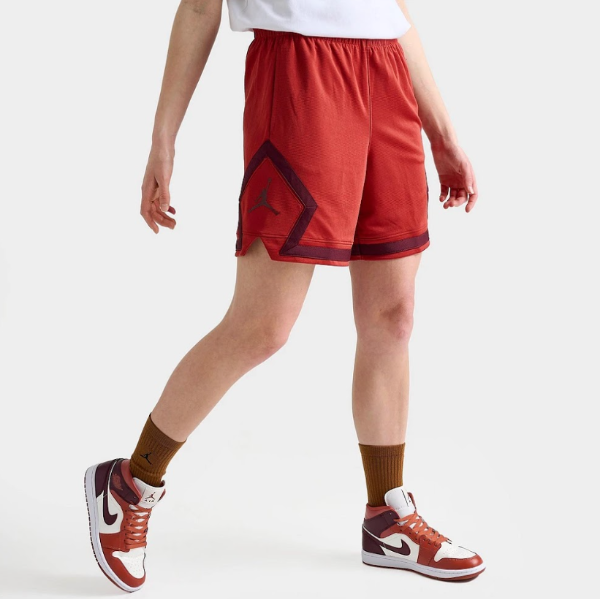 Producto - Women's Jordan Sport Diamond Basketball Shorts Rojos con Líneas Bordo