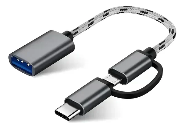 Producto - Cable 2 En 1 Adaptador Micro Usb Tipo C A Usb 3.0 Otg Color Gris