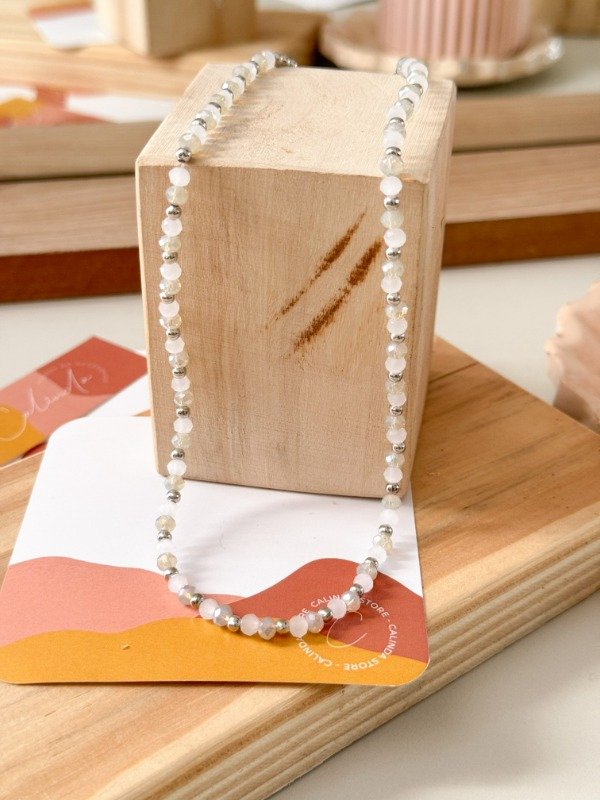 Producto - Collar Cristales Blan/Beig