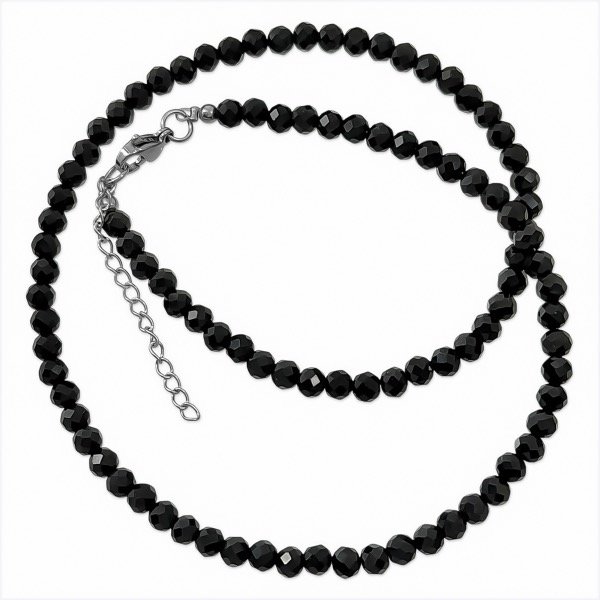 Producto - Collar de cristal checo y acero quirúrgico - 4mm - Negro - 1