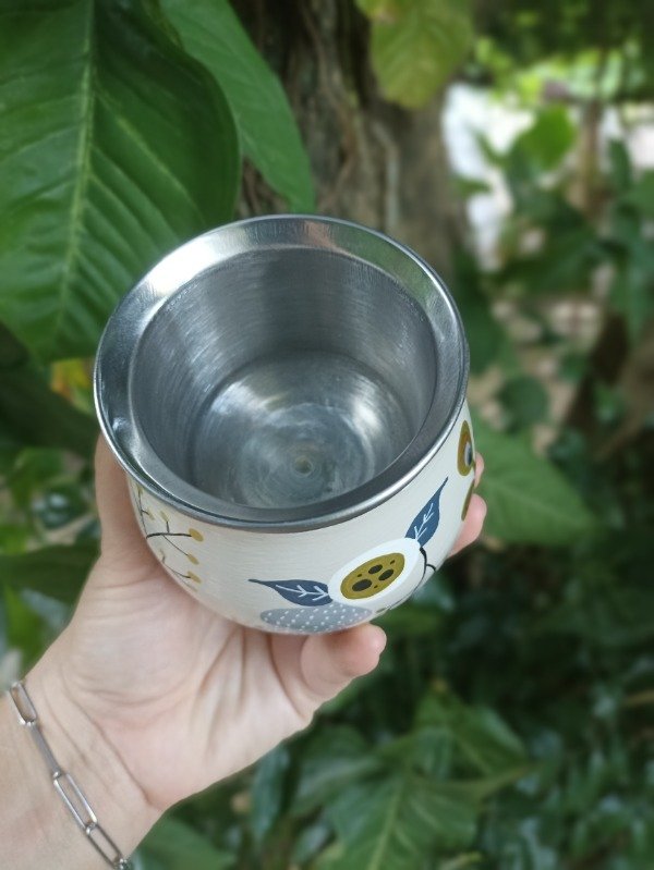 Producto - Mate de acero inoxidable tiza flores blancas - 1