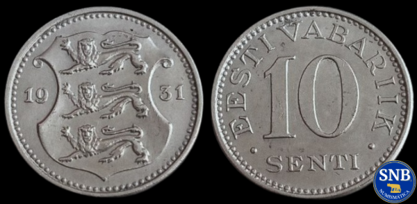 Producto - Primera República de Estonia - 1 Sent (1931) KM #12 [XF] - Periodo Autoritario