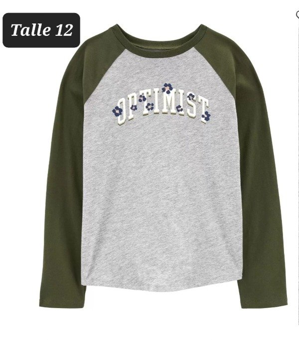 Remera manga larga carters talle 12 gris