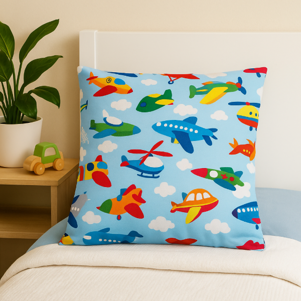 Producto - Funda de almohadon Infantil Aviones 40x40 cm
