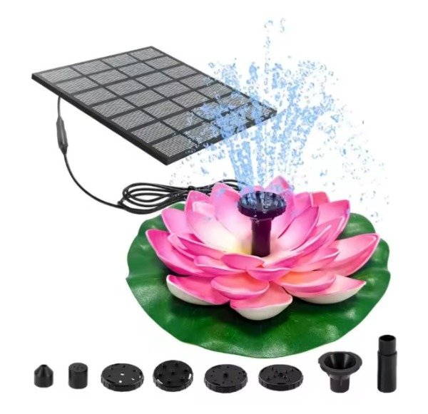 Producto - Fuente De Agua Bomba Solar Flotante Con Flor Loto Exterior - 0