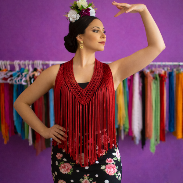 Producto - Tira De Flecos Escote en V 80 cm Rojo