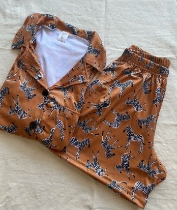 Producto - Pijama corto Camisero cebra beige Talle 3