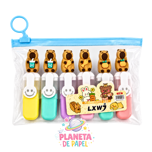 Producto - Resaltador pastel x 6 Capibara