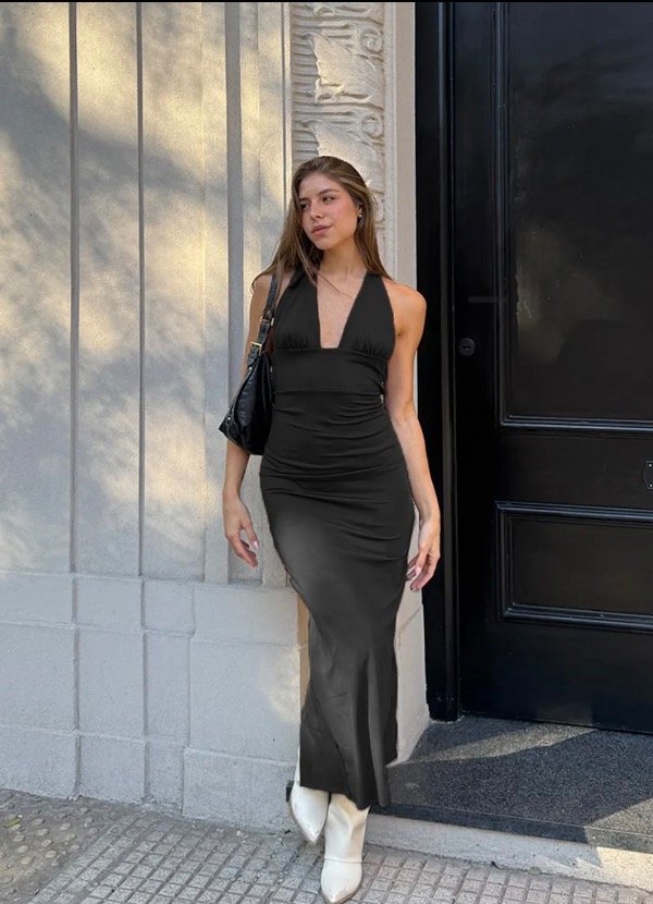 Producto - Vestido microfibra Marilyn c-lazo p-atar y tajo #443 3