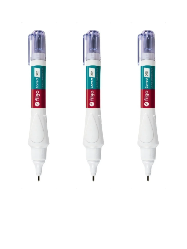 Producto - 3 Correctores Líquido Filgo 7ml Punta Metálica Lápiz Base Agua