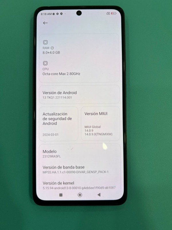 Producto - PLACA MAIN XIAOMI REDMI NOTE 13 4G 256GB LIBRE DE TODO (MODELO 23129RA5FL) - 1