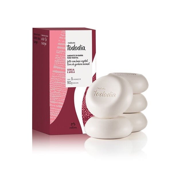 Producto - Jabones en Barra Puro Vegetal Tododia Cereza y Avellana 5 unidades de 90 g c/u
