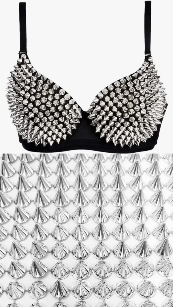 Producto - Falso strass de puas plateado