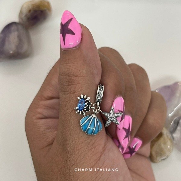 Producto - Dije charm italiano para pandora cangrejo caracol y estrella de mar