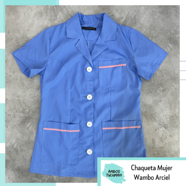 Producto - Chaqueta Con Botones Celeste detalle Rosa (Arciel)