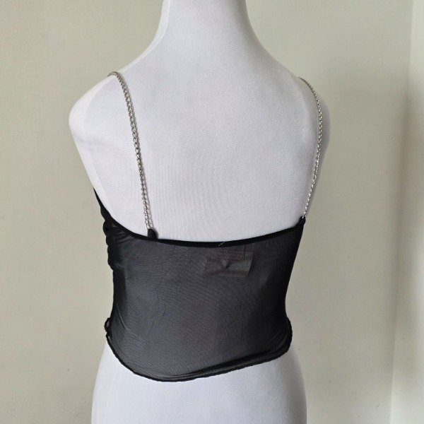 Producto - Top con tirantes de cadena y transparencia S/M - 3