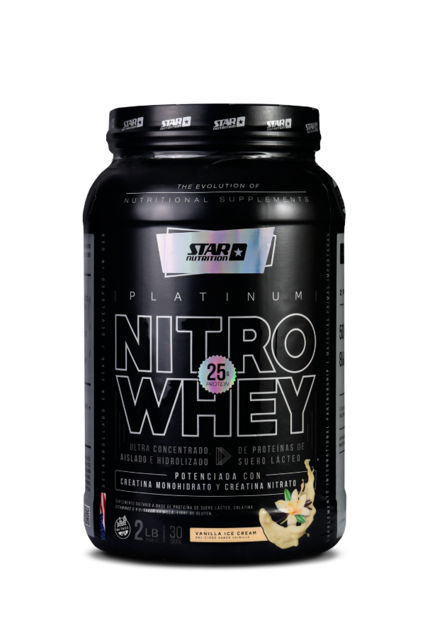 Producto - Proteina Bcaa Nitro Whey Platinum 2 Lbs - 908 Grs Vanilla Ice Cream Star