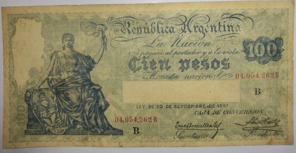 Producto - Billete argentina caja de conversión 100 pesos año 1928 B1688 Col390e p#247b VF- - 0