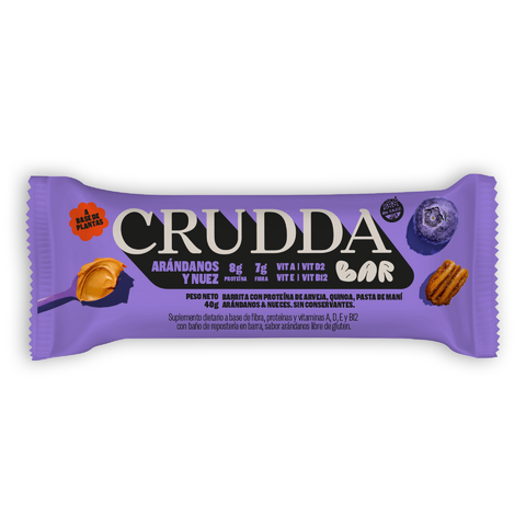 Producto - Barra proteica VEGANA sabor arándanos y nuez 40gr - Crudda