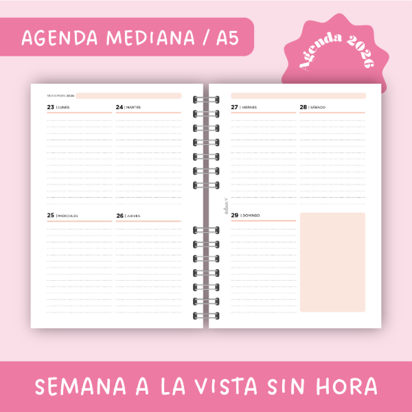 Producto - Agenda Mediana 2026 - Semana a la vista sin hora