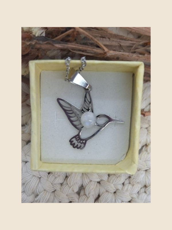 Producto - Dije colibrí "Piedra de la luna"