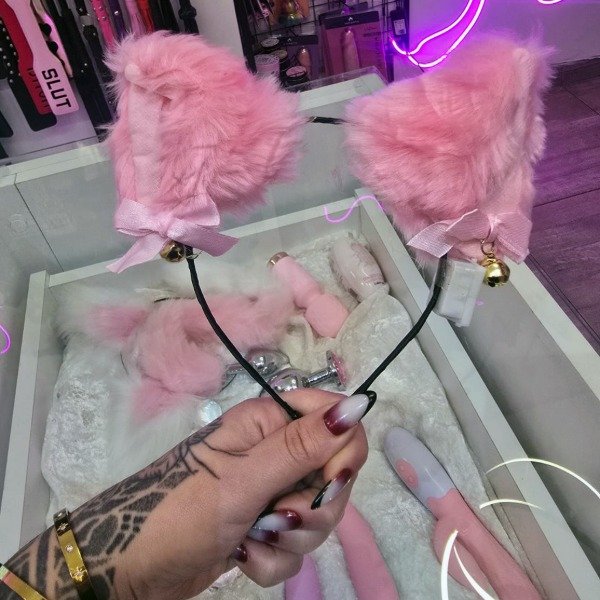 Producto - Orejitas Kitty Bell (rosa/blanco/negro) - 1